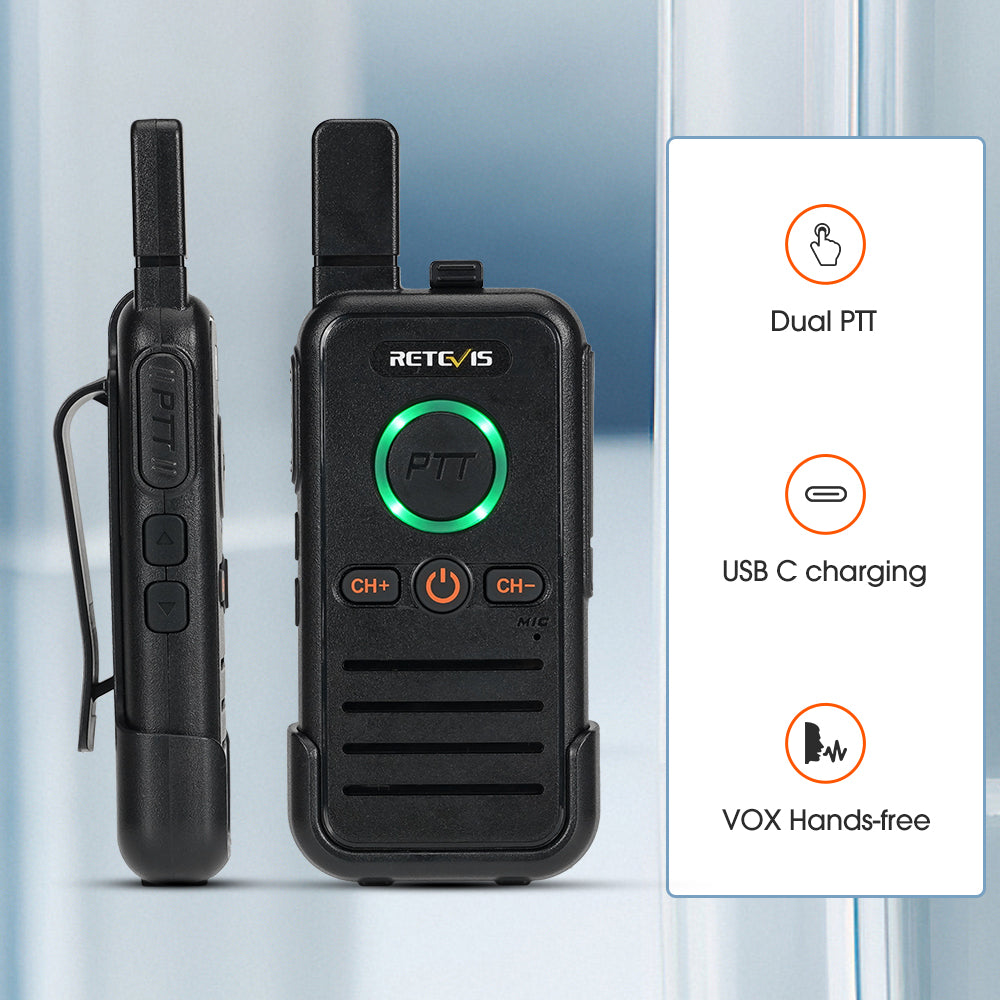 RB45 Dual PTT License-free Walkie Talkies With Earpieces 10packs