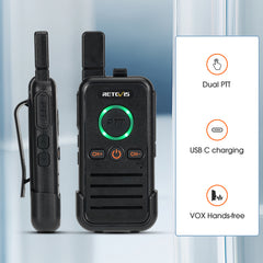 RB45 Dual PTT License-free Walkie Talkies With Earpieces 10packs