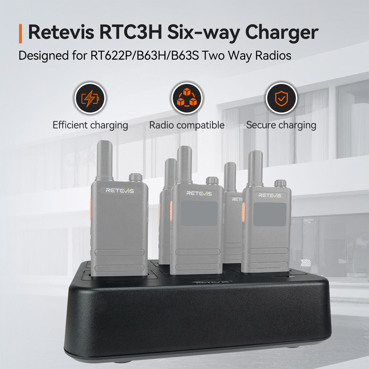 Six Way Charger Multi Unit Charger Station for B3H B3S Walkie Talkie and Battery