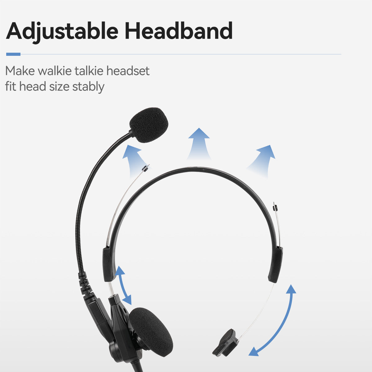 Retevis Over The Head Single Muff Lightweight Headset For Kenwood 2Pin Radio