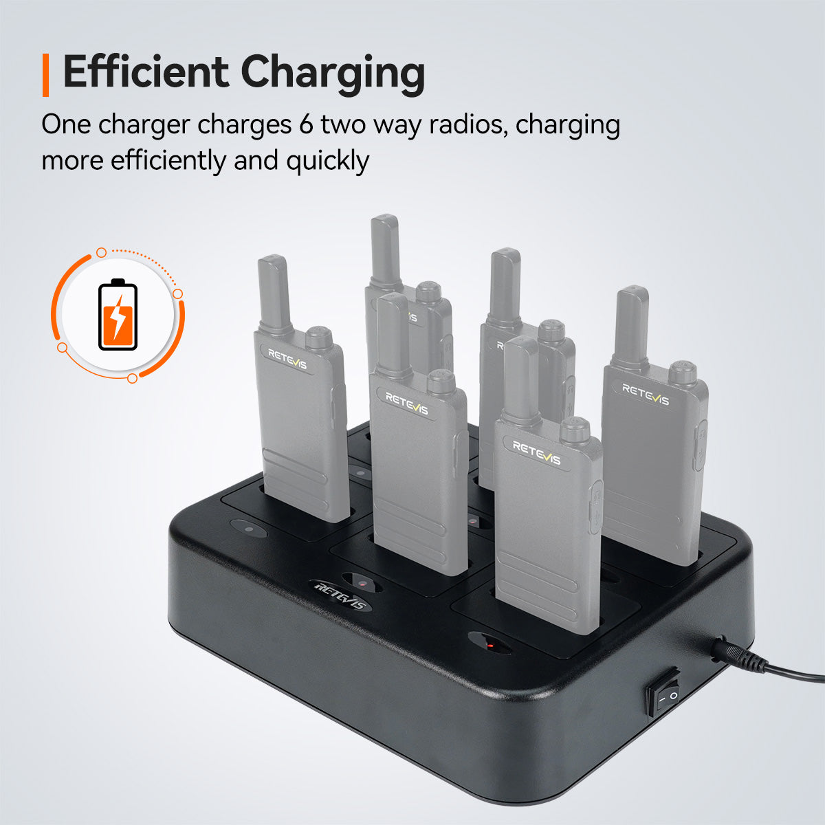 Six Way Charger Multi Unit Charger Station for B3H B3S Walkie Talkie and Battery