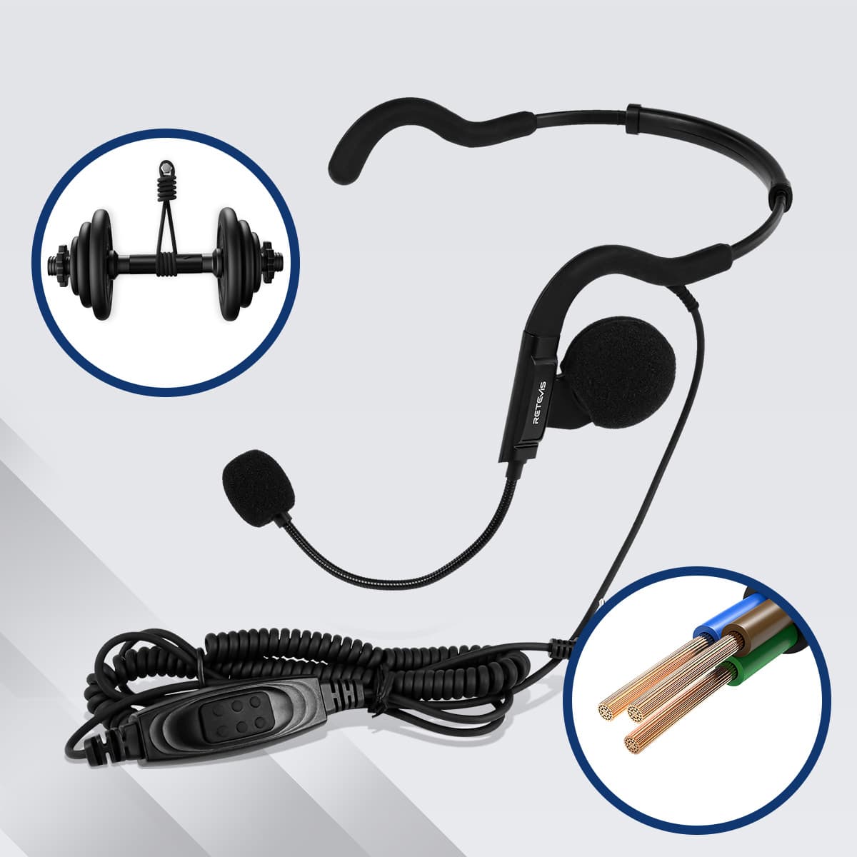 Lightweight Behind-the-Head Single Speaker Headset for Kenwood 2Pin Two-way Radios