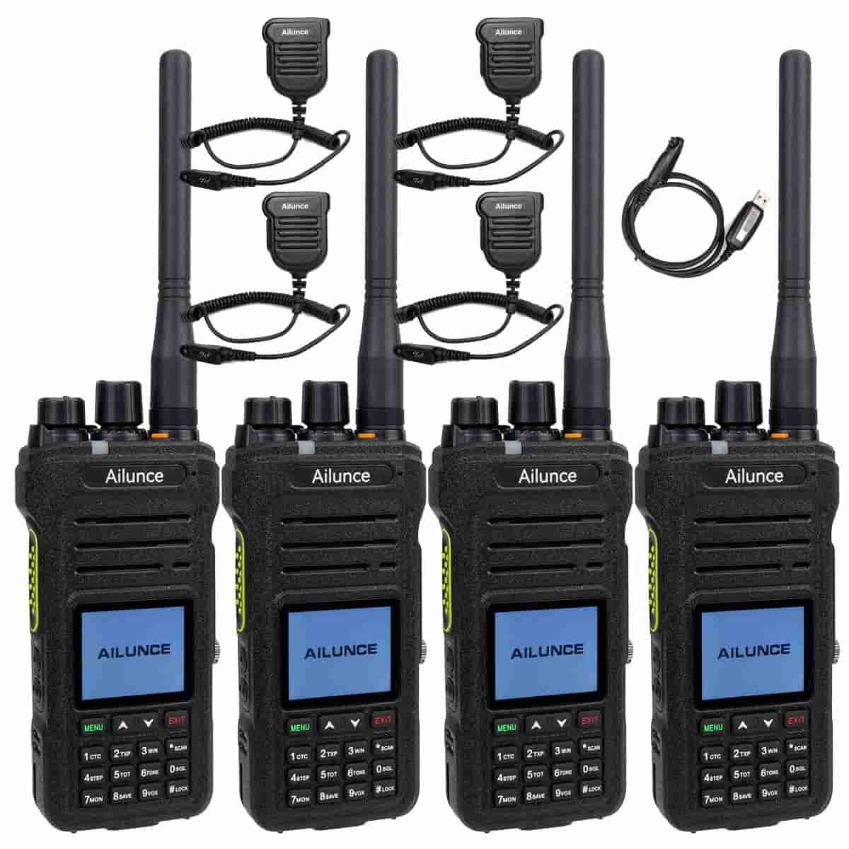 4PACK Ailunce HA1G IP67 waterproof GMRS handheld Radio with IP67 speaker mics