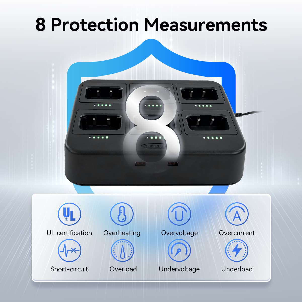 RTC17 Two-Way Radio Six-slotted desktop charger for Retevis RT17/RB29 Walkie Talkie