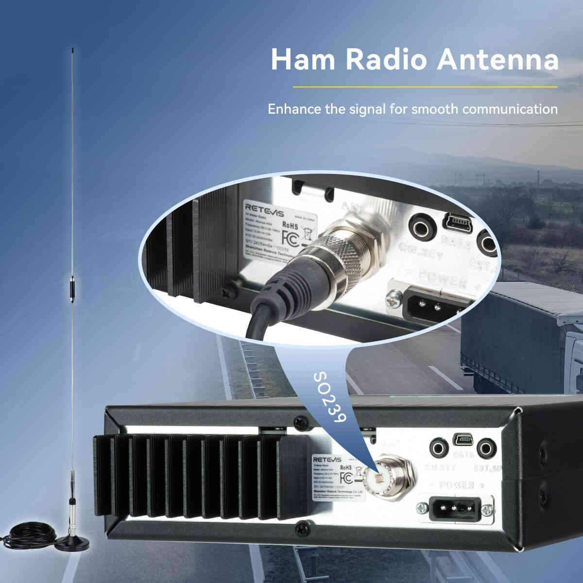 Retevis Ailunce HS4 10 Meter SSB Ham Radio AM/FM/PA/ Mobile HF Transceiver with Atenna