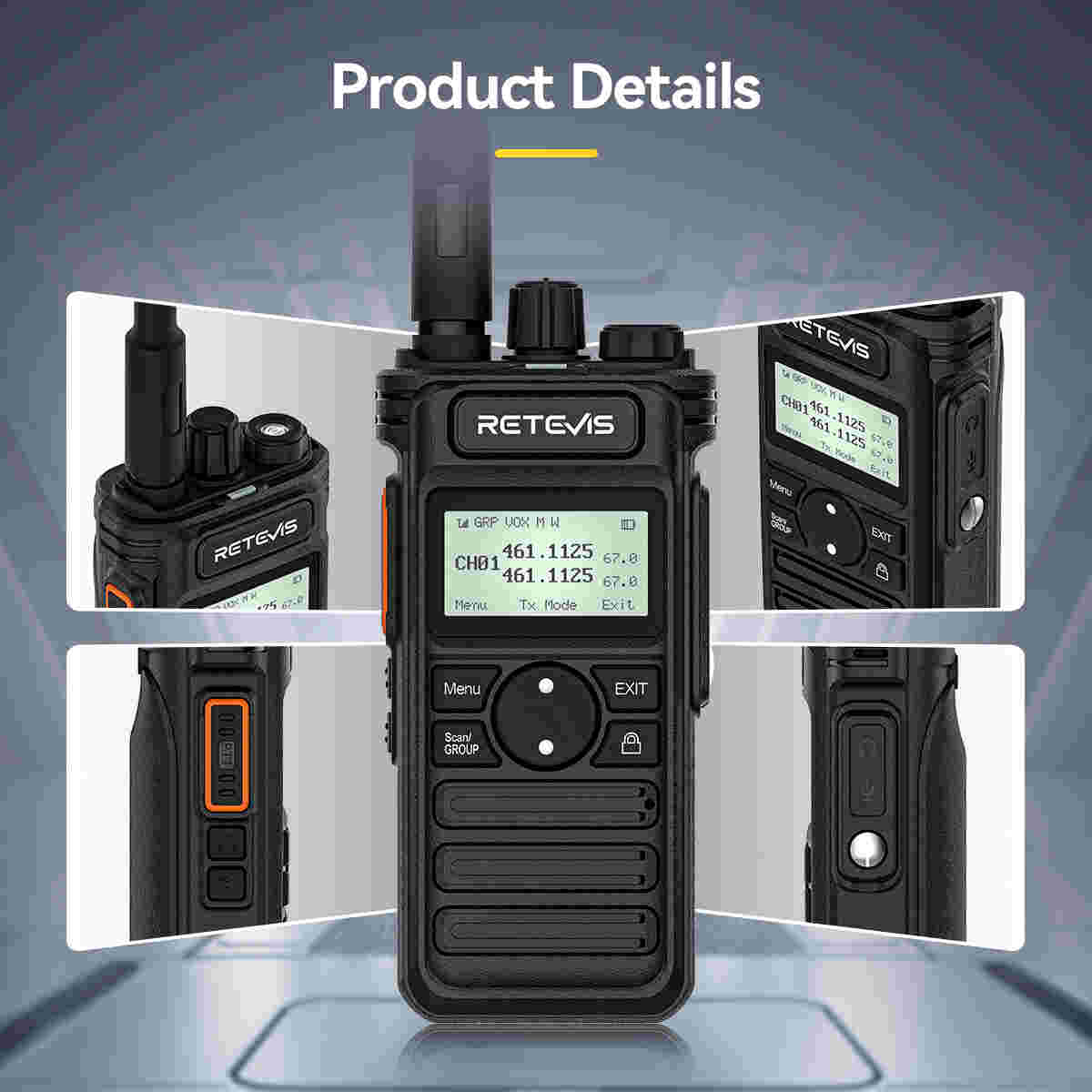 Retevis RT86S Long Distance Handheld Radio with Display 4pcs