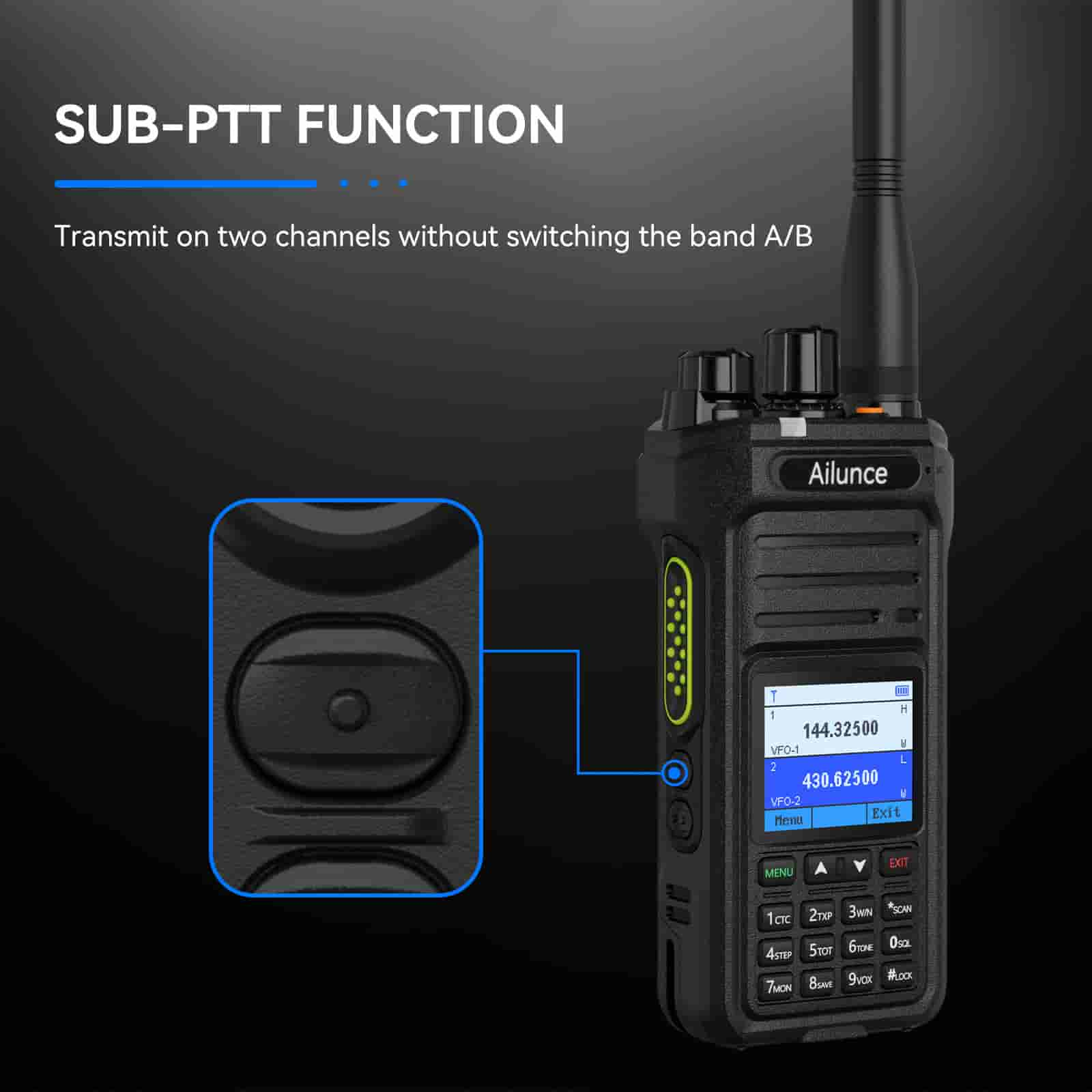 Retevis Ailunce HA1UV IP67 Waterproof  Sub-PTT Dual Band Two Way Radio