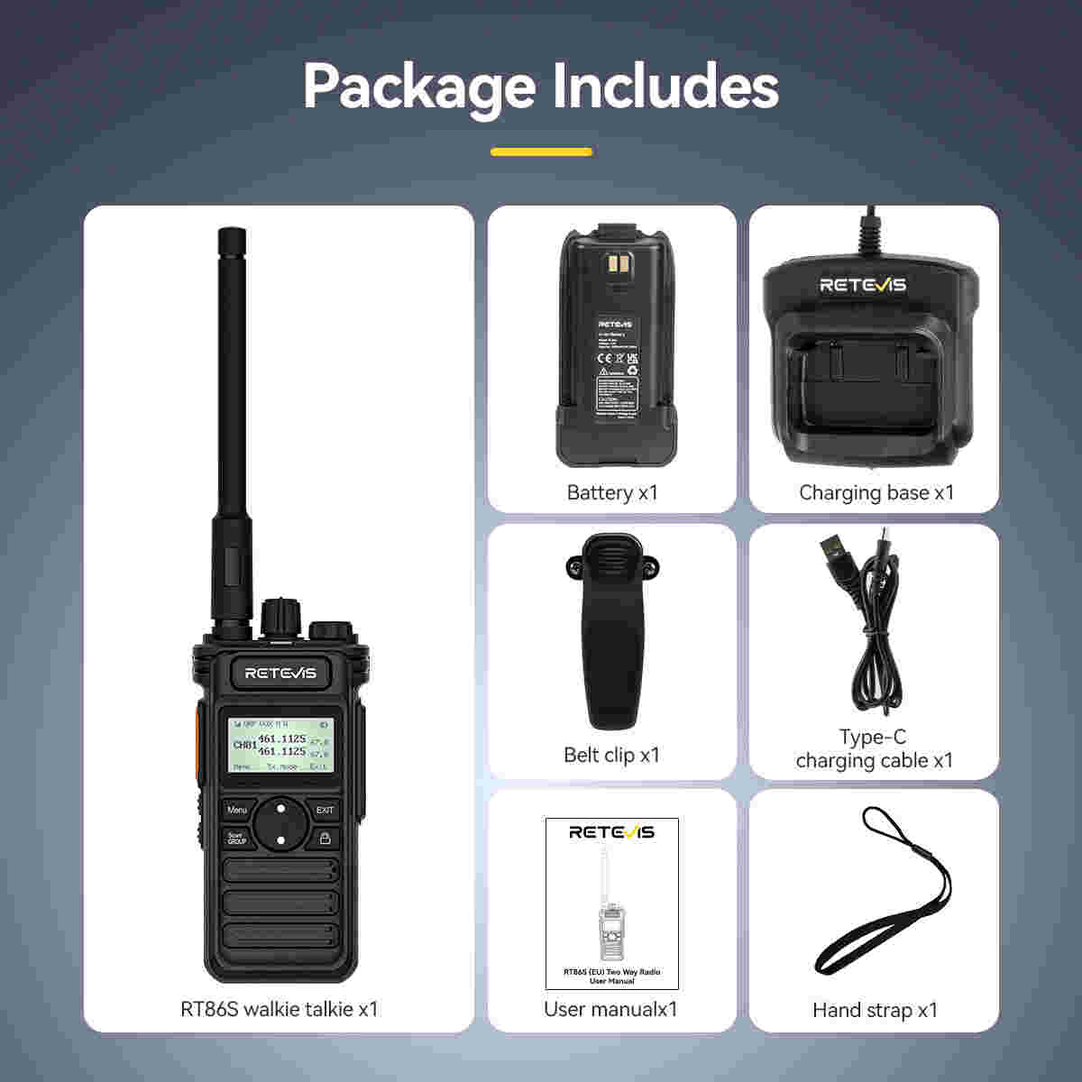 Retevis RT86S High Power UHF Radio with LCD Display Handheld Radio for Business Use