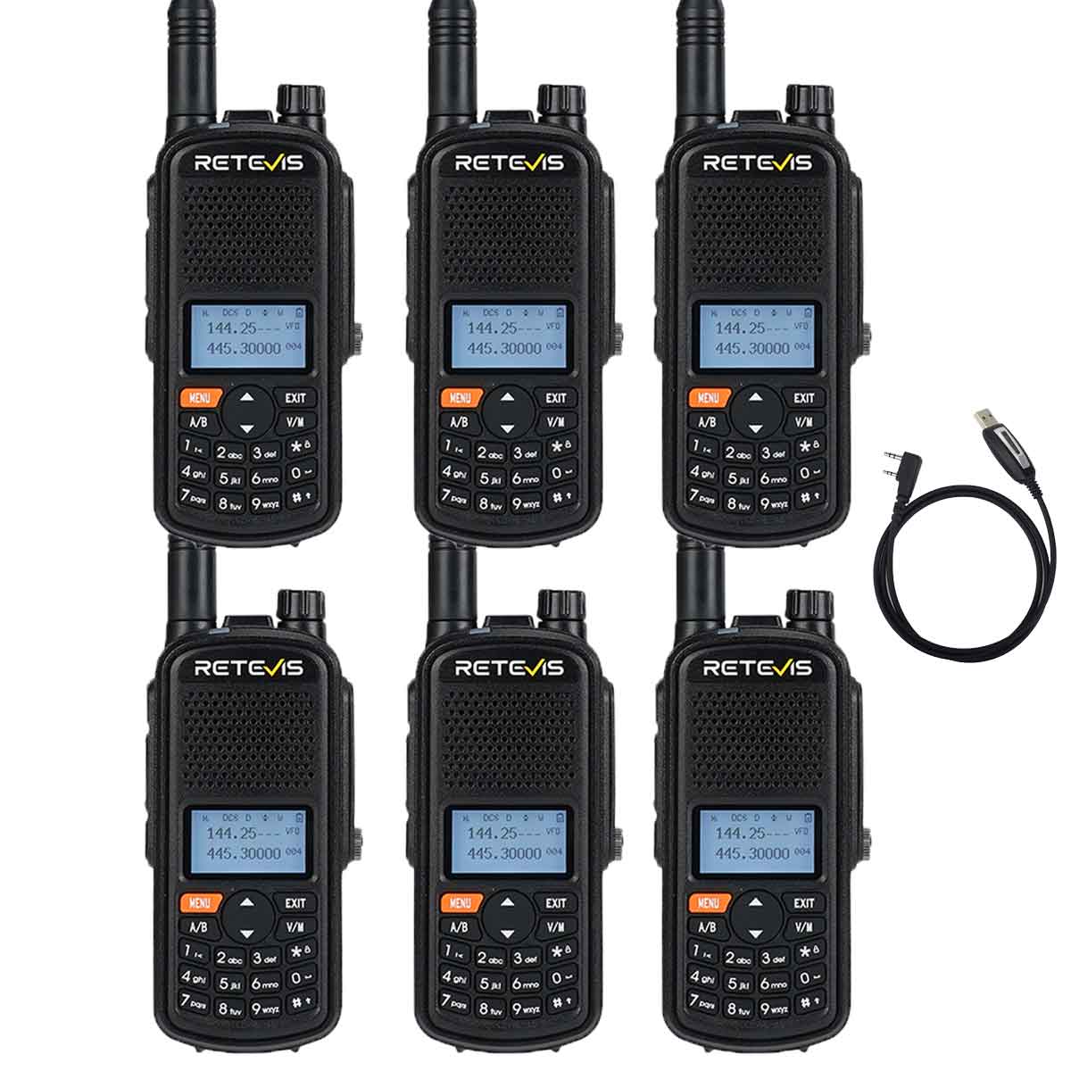 A1 5W GPS Dual Band Amateur Two Way Radio 6 Pcs With Program Cable