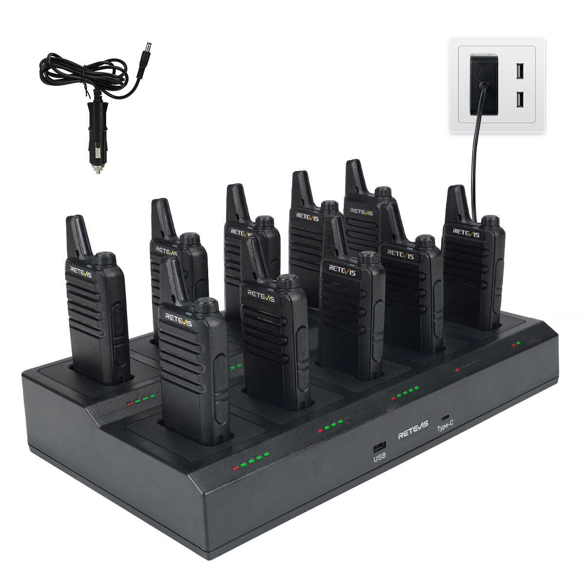 Retevis RT22 Rechargeable Mini 2 Way Radio (10PCS) with 10-Way Charger