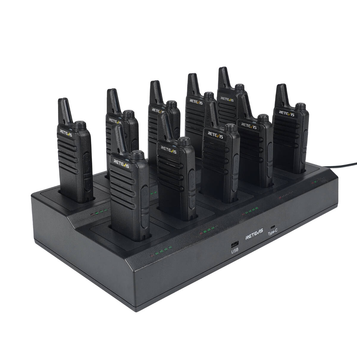 Retevis RT22 Small Business Walkie Talkie 10PCS with 10-Way Charger and Earpieces