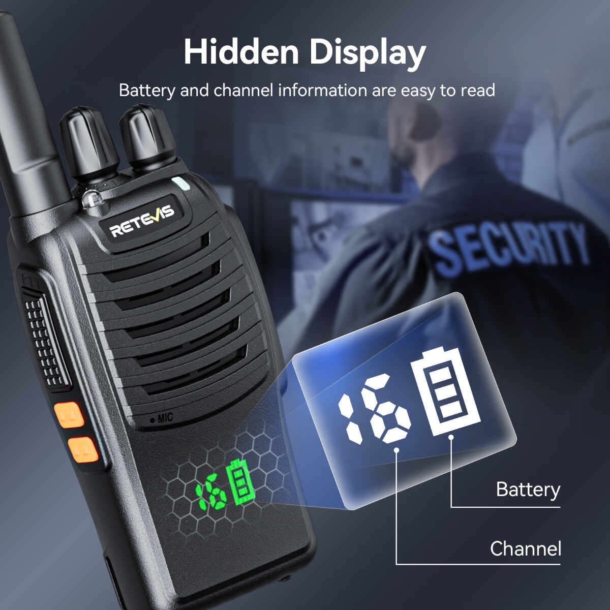 Retevis H777H Hidden Display FRS Walkie Talkie with Earpiece (10 Pack)