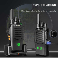 Retevis H777H Rechargeable 2 Way Radios with Hidden Display (6 Pack) and 6-Way Charger