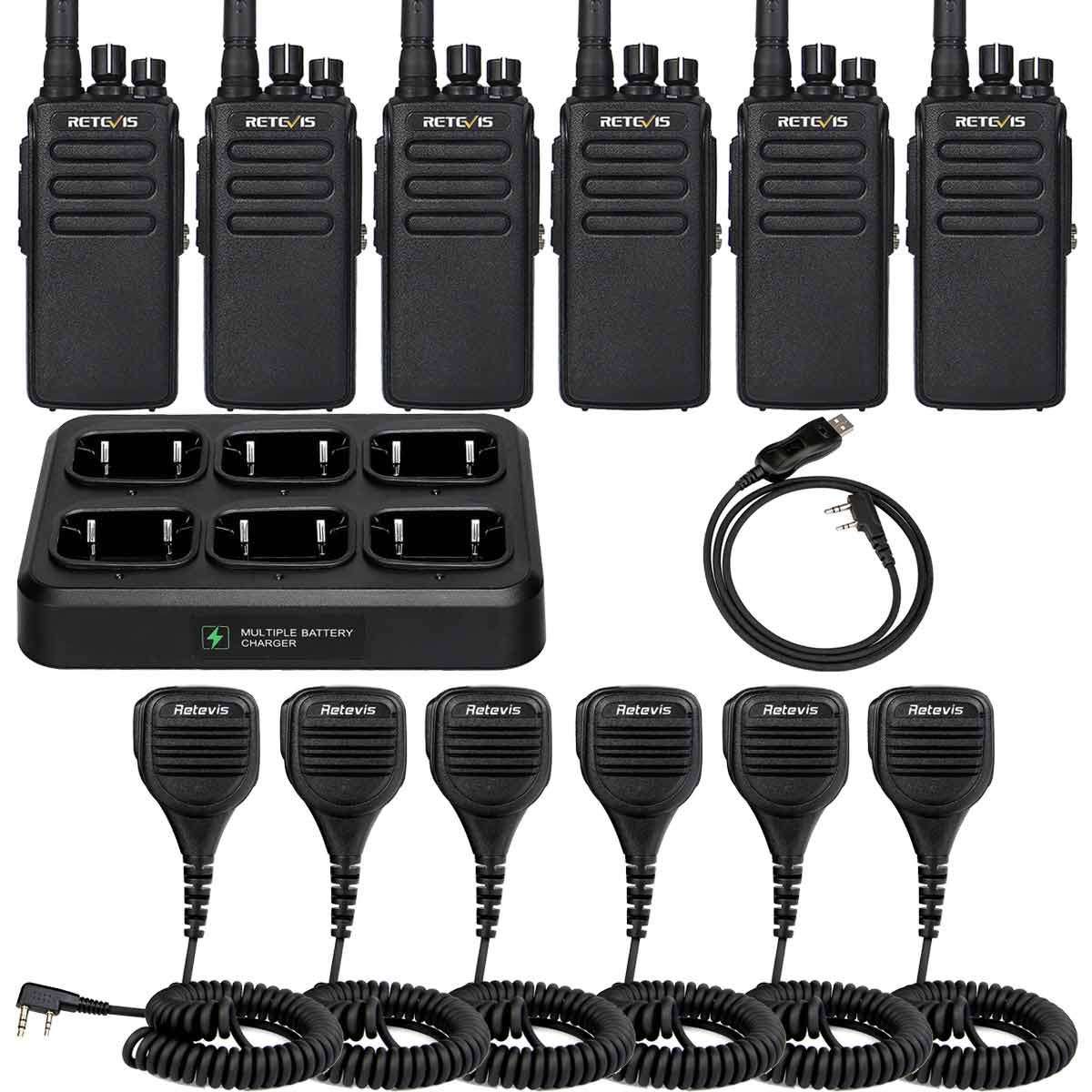 RT81 10w Waterproof UHF DMR Radio With Speaker Mic (6 Pack)