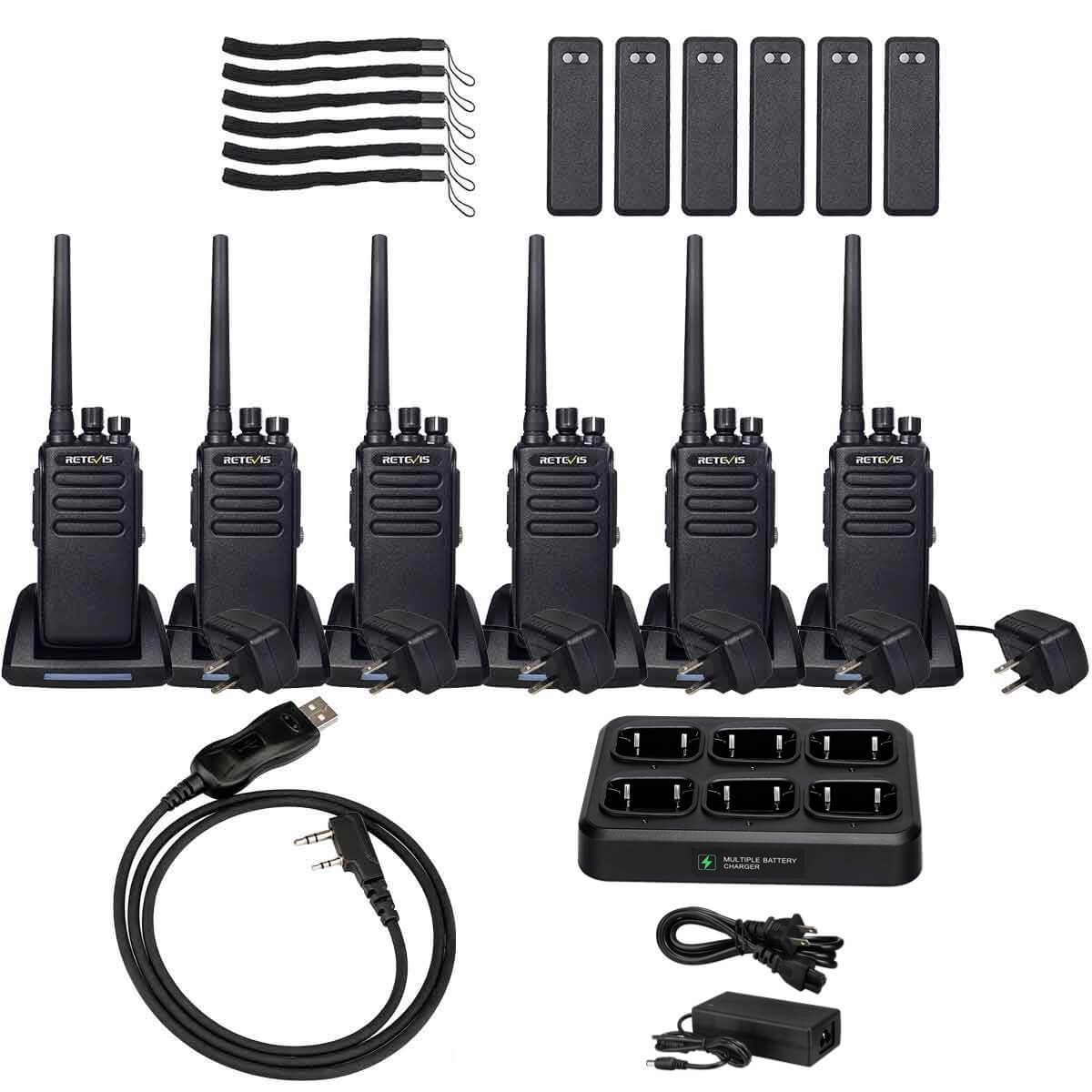 RT81 DMR Radio & 6-Port Charger & Cable Kit