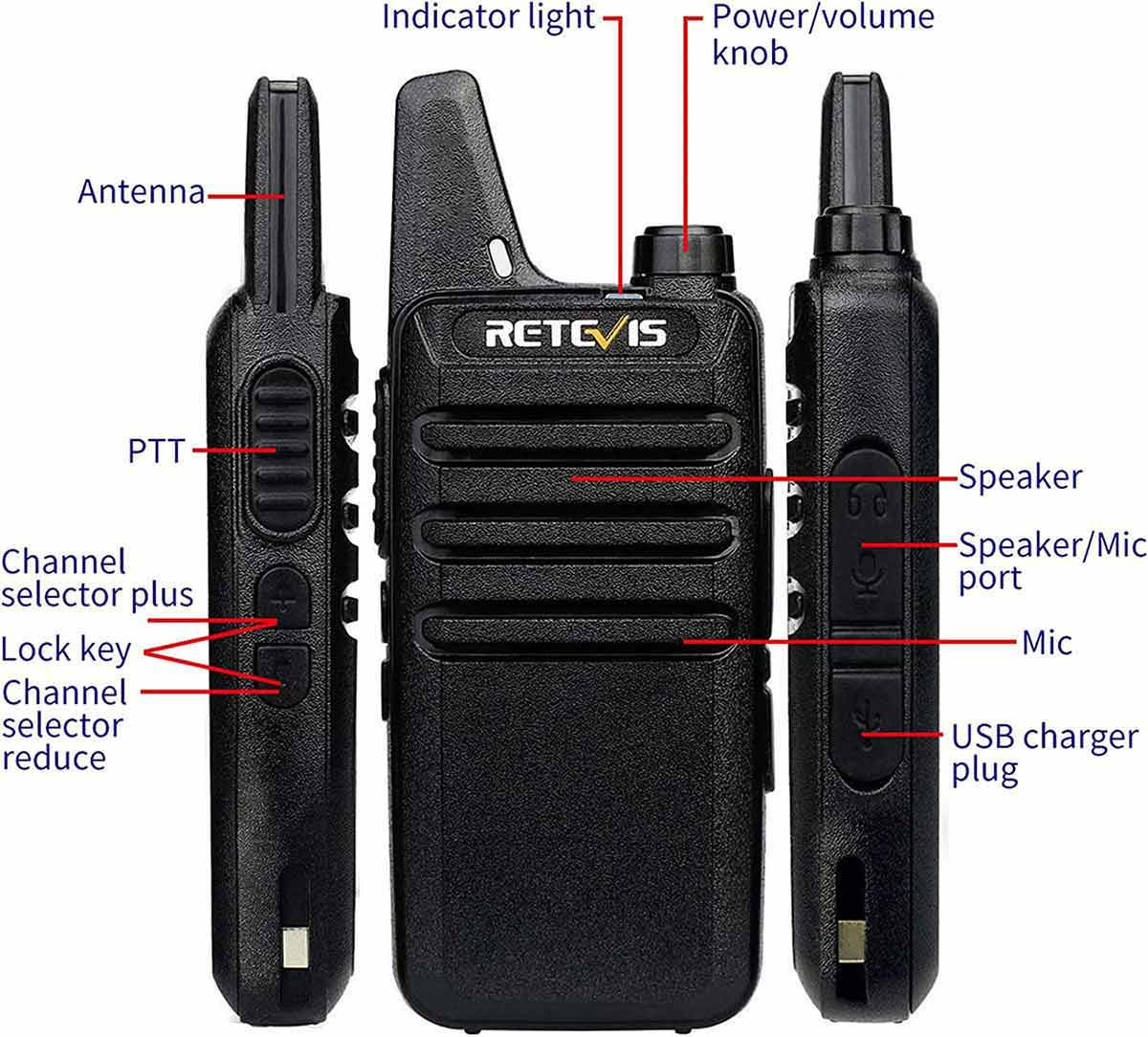 RT22 Two Way Radio Long Range Rechargeable (4 Pack)