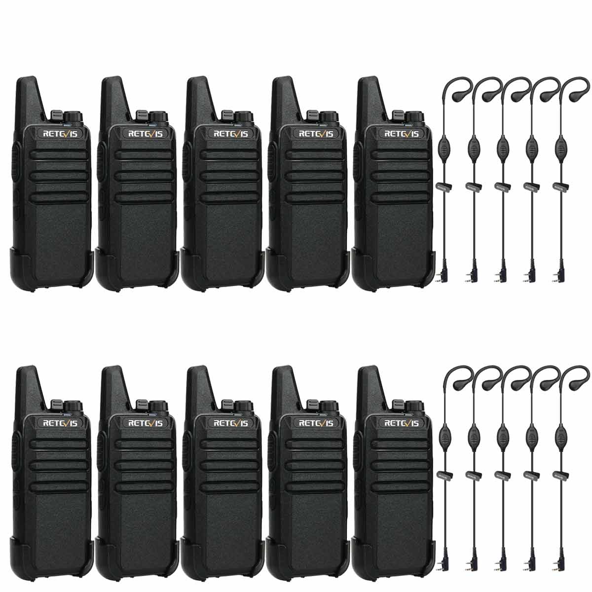 RT22 Lightweight Business Radios with Earpiece Kit (10 Pack)