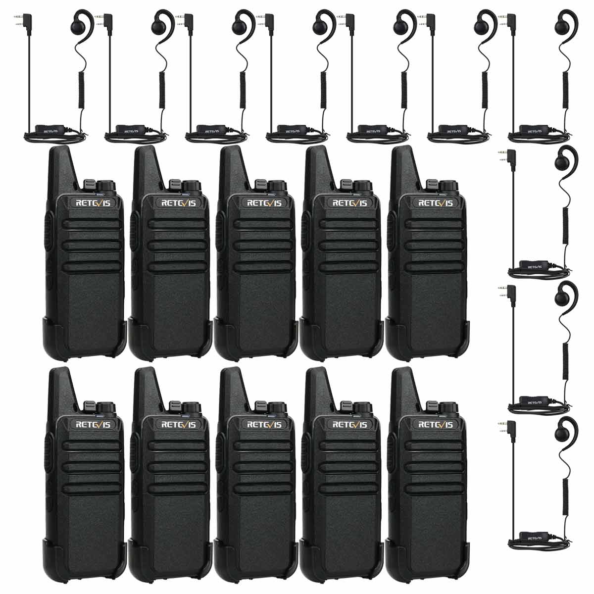 RT22 Lightweight Business Radios with Earpiece Kit (10 Pack)