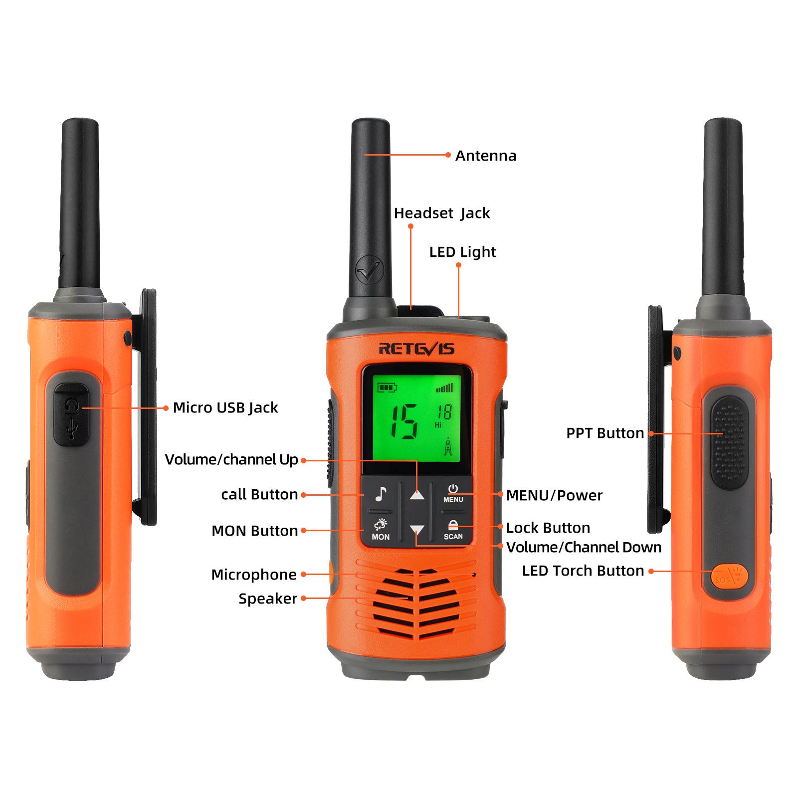 RT45P Waterproof License-free walkie talkies Handheld FRS Radio