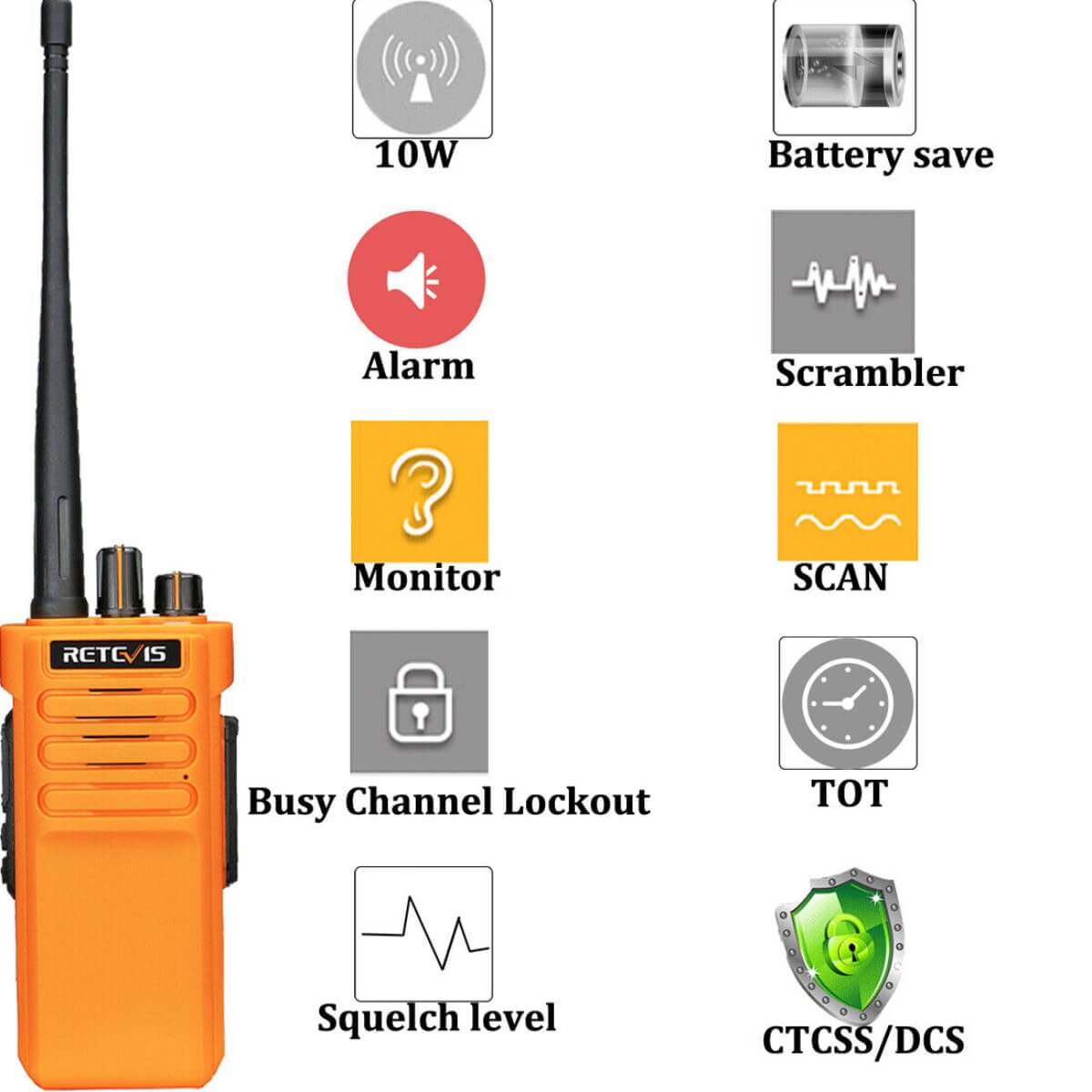 Retevis RT29 Handheld Two Way Radios Long Range Rechargeable Radio Orange 8Pack