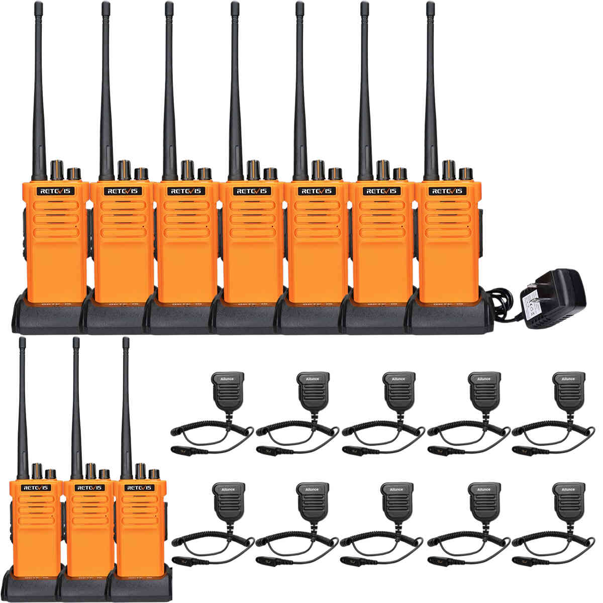 Retevis RT29 Long Range Handheld Radio with IP67 Speaker Mic Bundle (10 Pack)