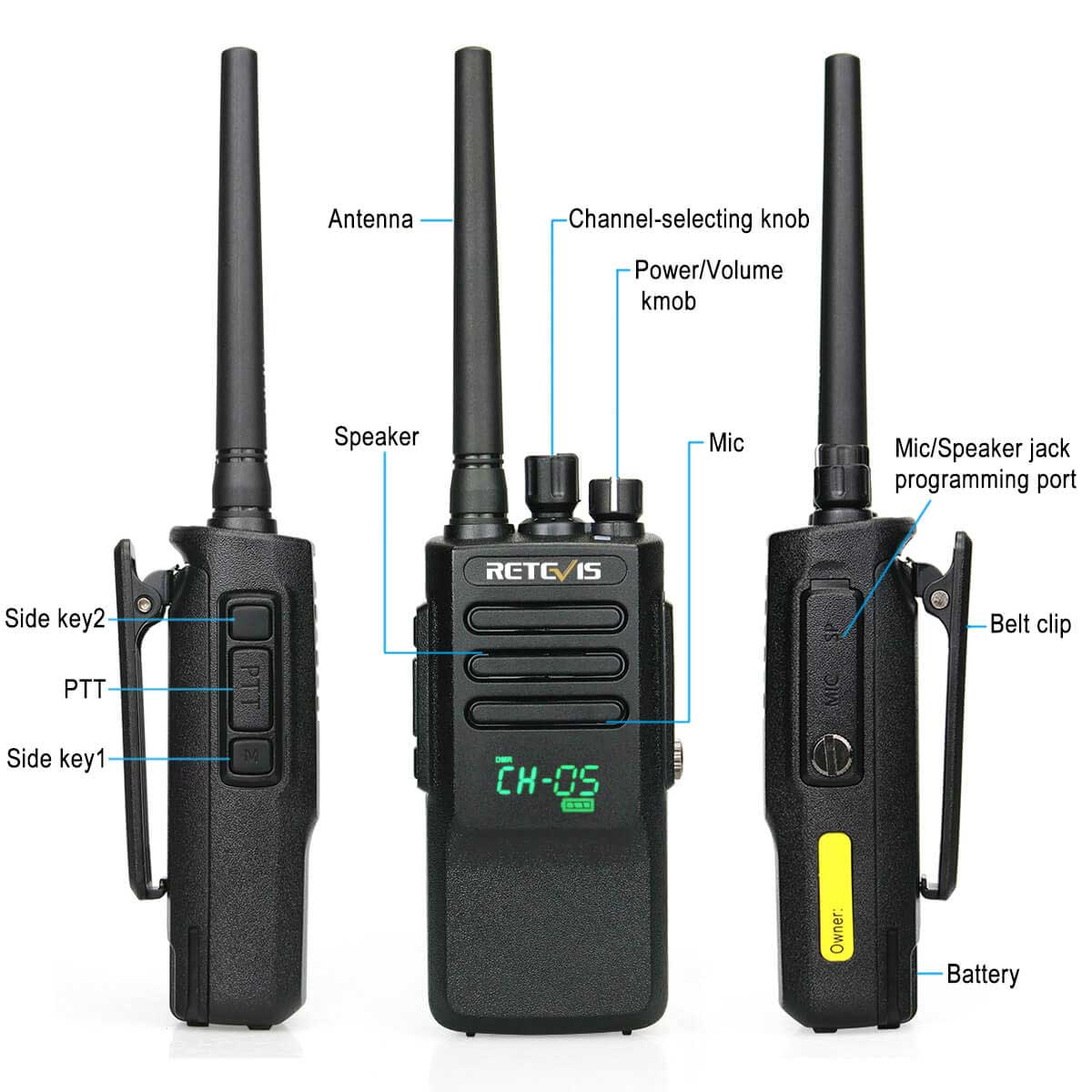 RT50 10 Watt Digital Waterproof DMR Radio (6 Pack)