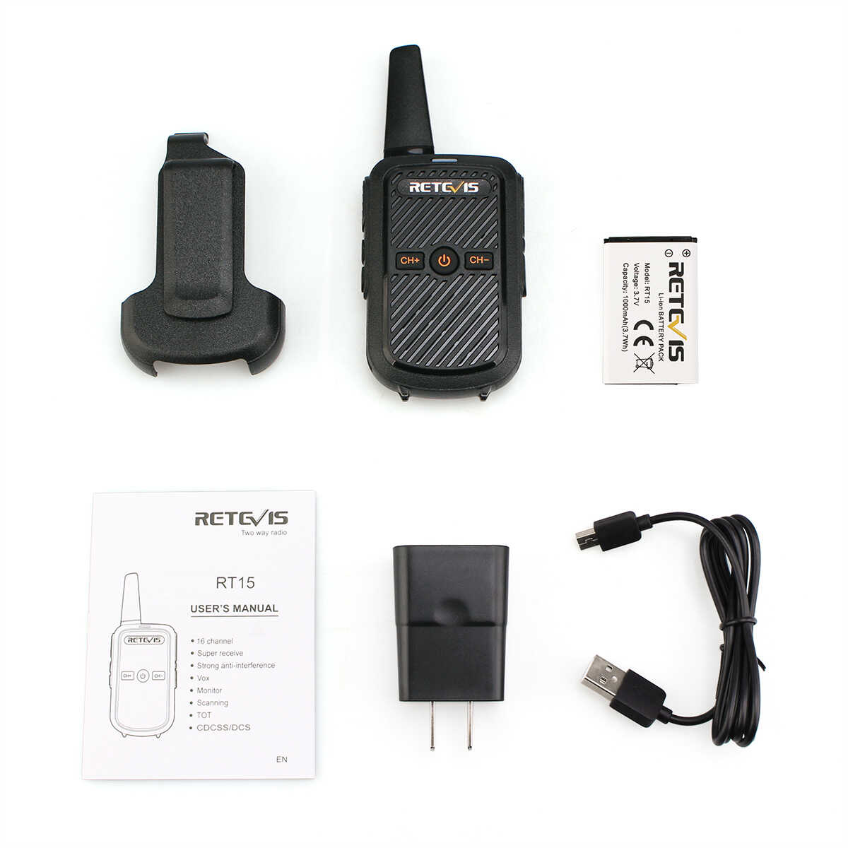 Retevis RT15 2W FRS Rechargeable Mini Walkie Talkies (20 Pack)