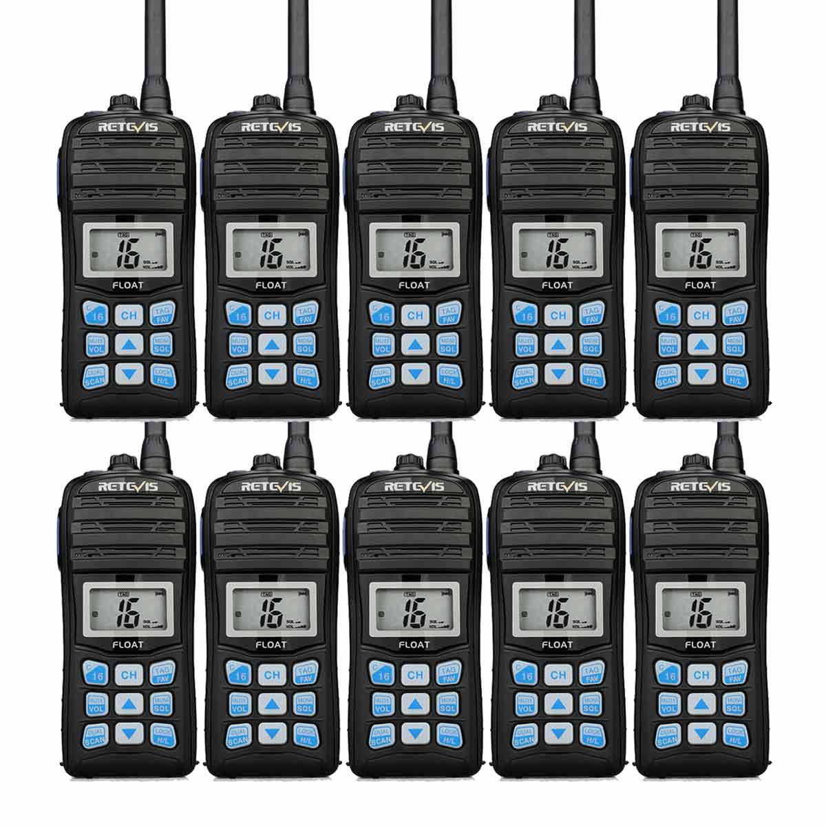 RT55 5W Floating VHF Marine Radio (10 Pack)