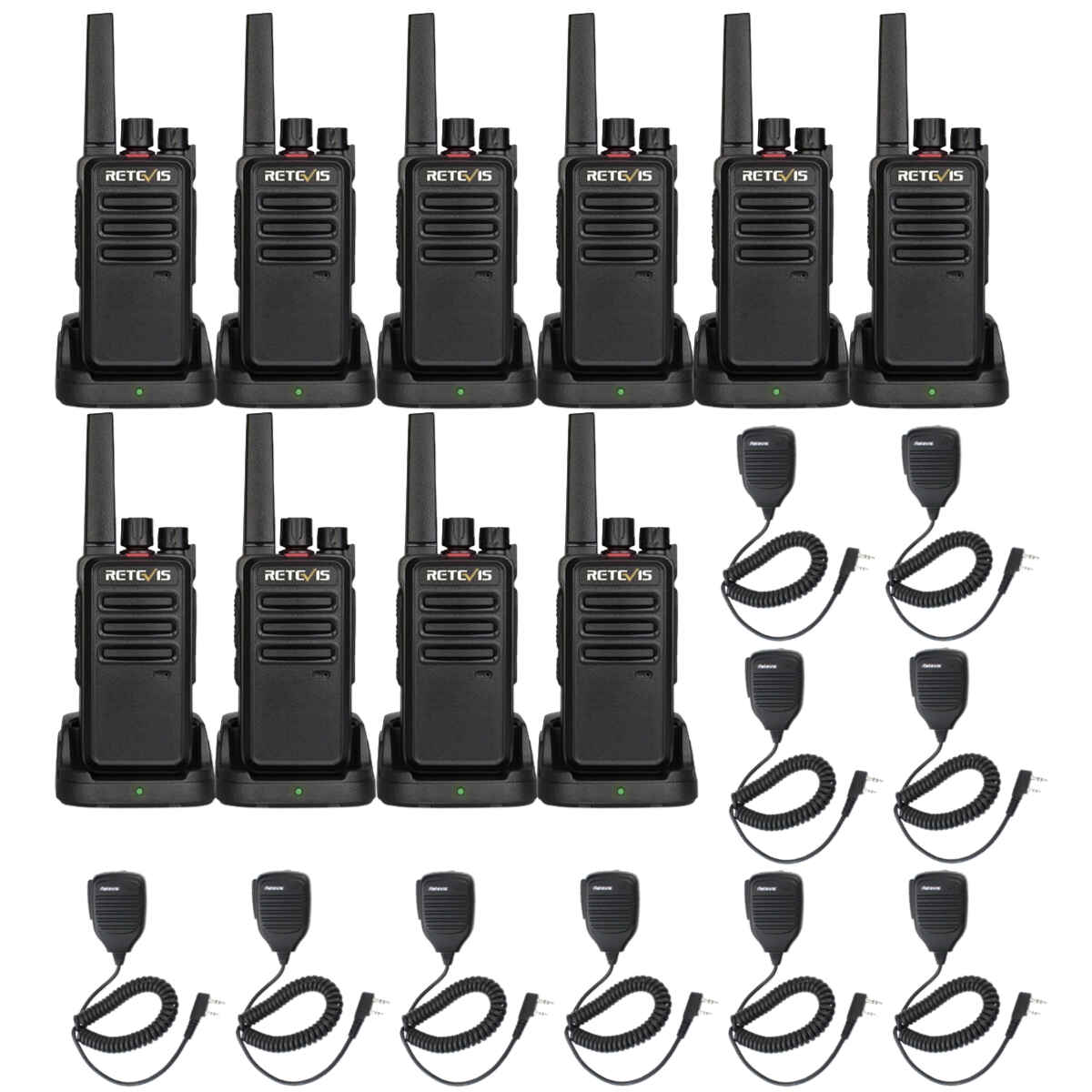 Retevis RT68 Durable Walkie Talkies for Business with Speaker Mics (10PCS)