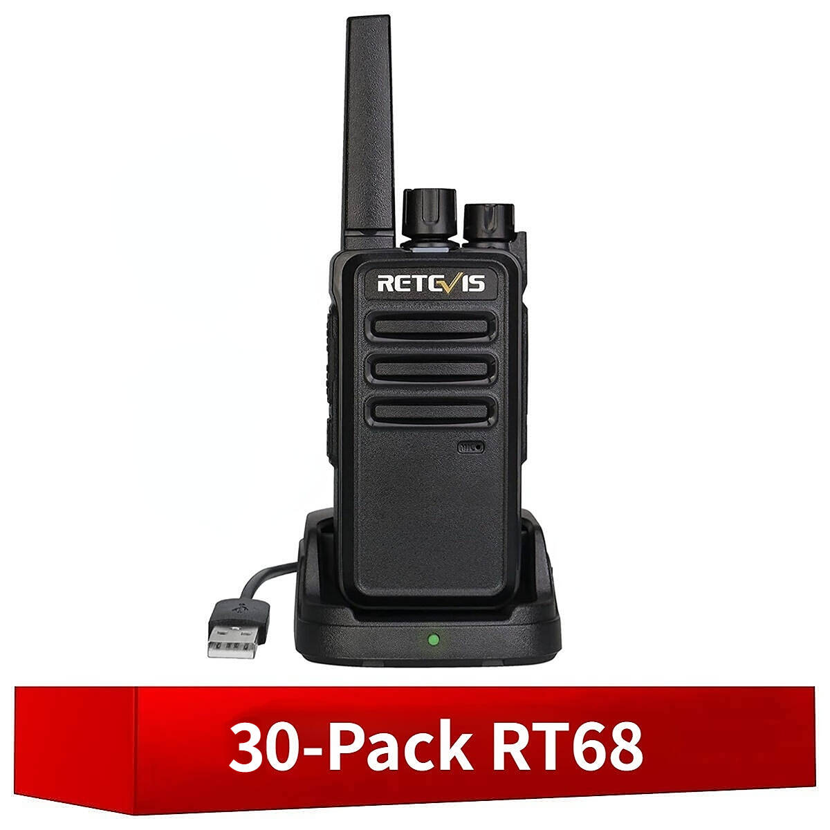 Retevis RT68 Rechargeable 2 Way Radios with USB Charging Base 30Pack Bundle