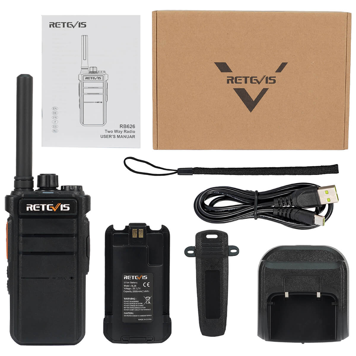 RB626 2000mAh Type-C Rechargeable UHF Radio