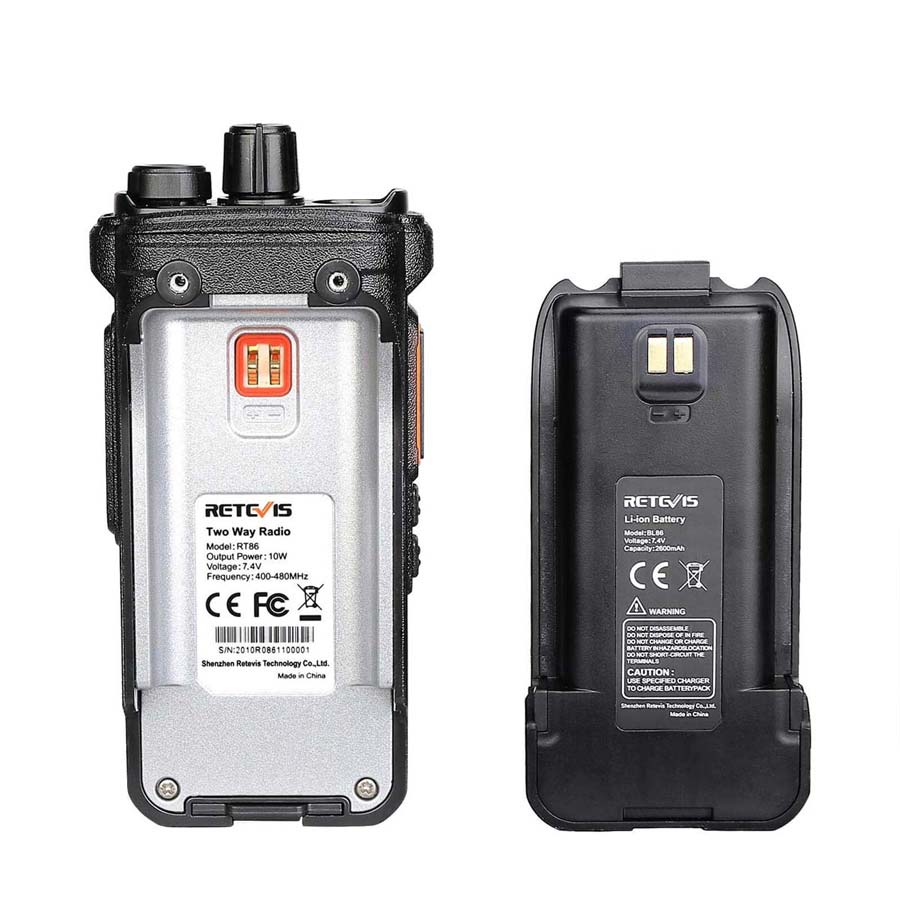 RT86 UHF Two Way Radio with a hidden screen and flashlight