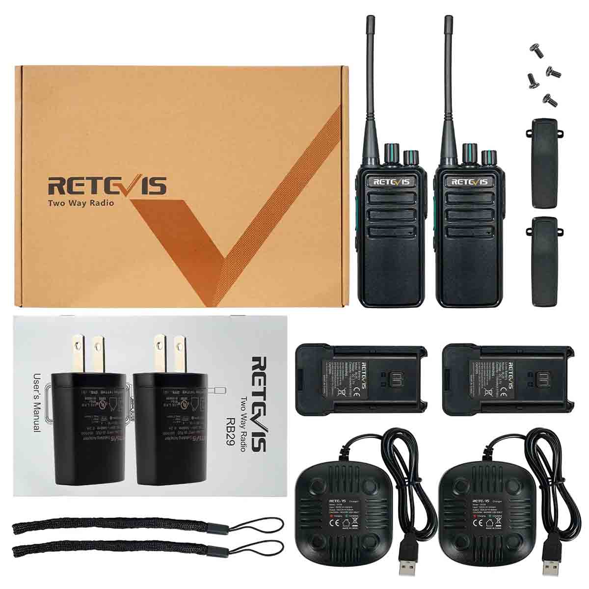 Retevis RB29 Easy-Paring License-Free FRS Two Way Radio(2 PCS)