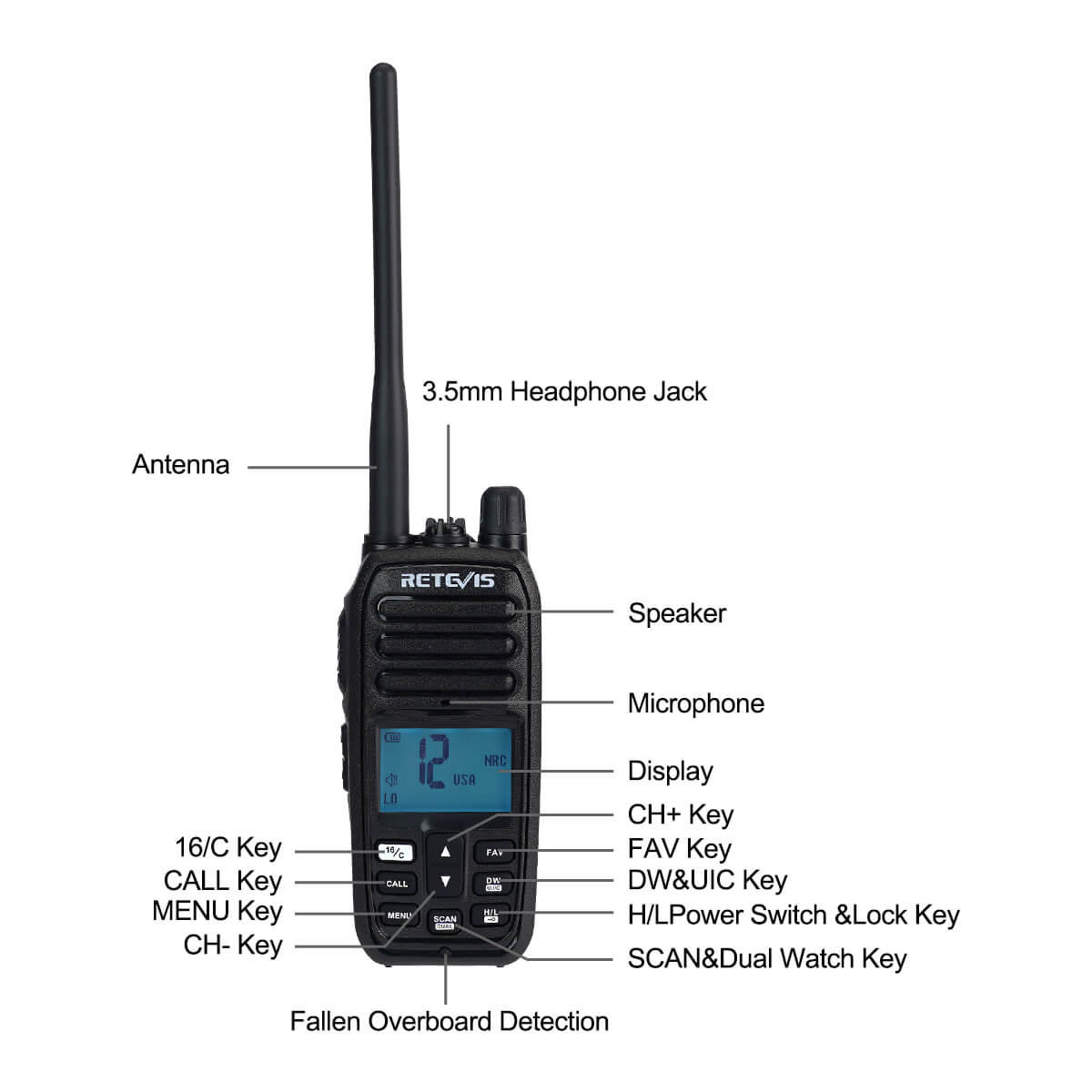 RM21 Noise Cancelling IP67 NOAA Handheld VHF Radio (2 Packs)