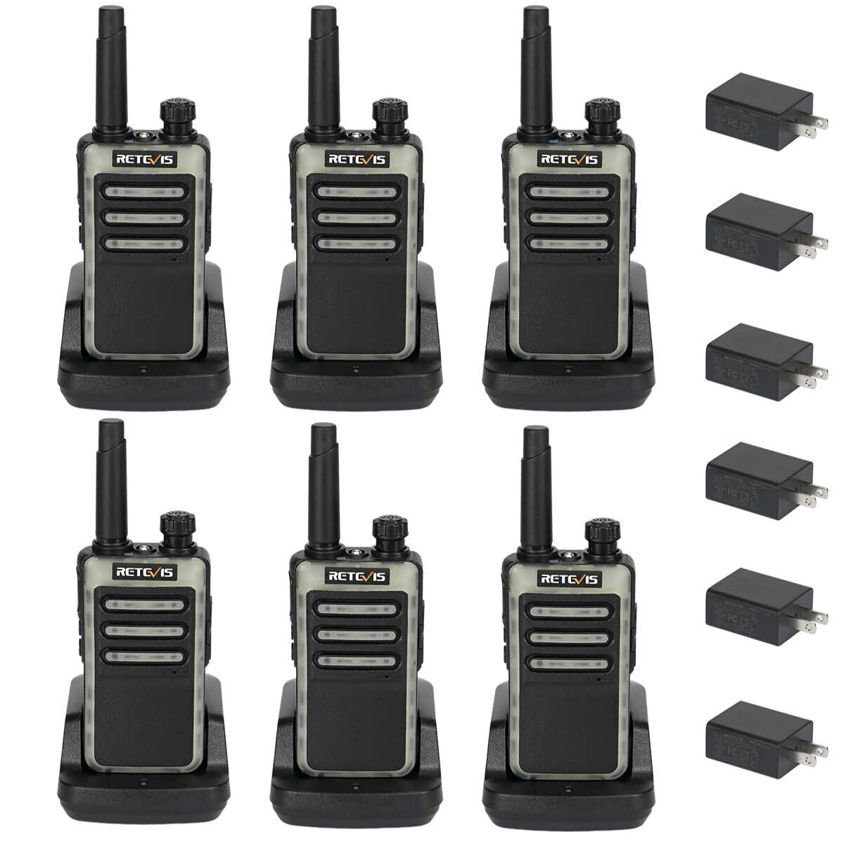 Retevis RB66 FRS Fast Charging Walkie Talkie with Type-C Port (6 Pack)