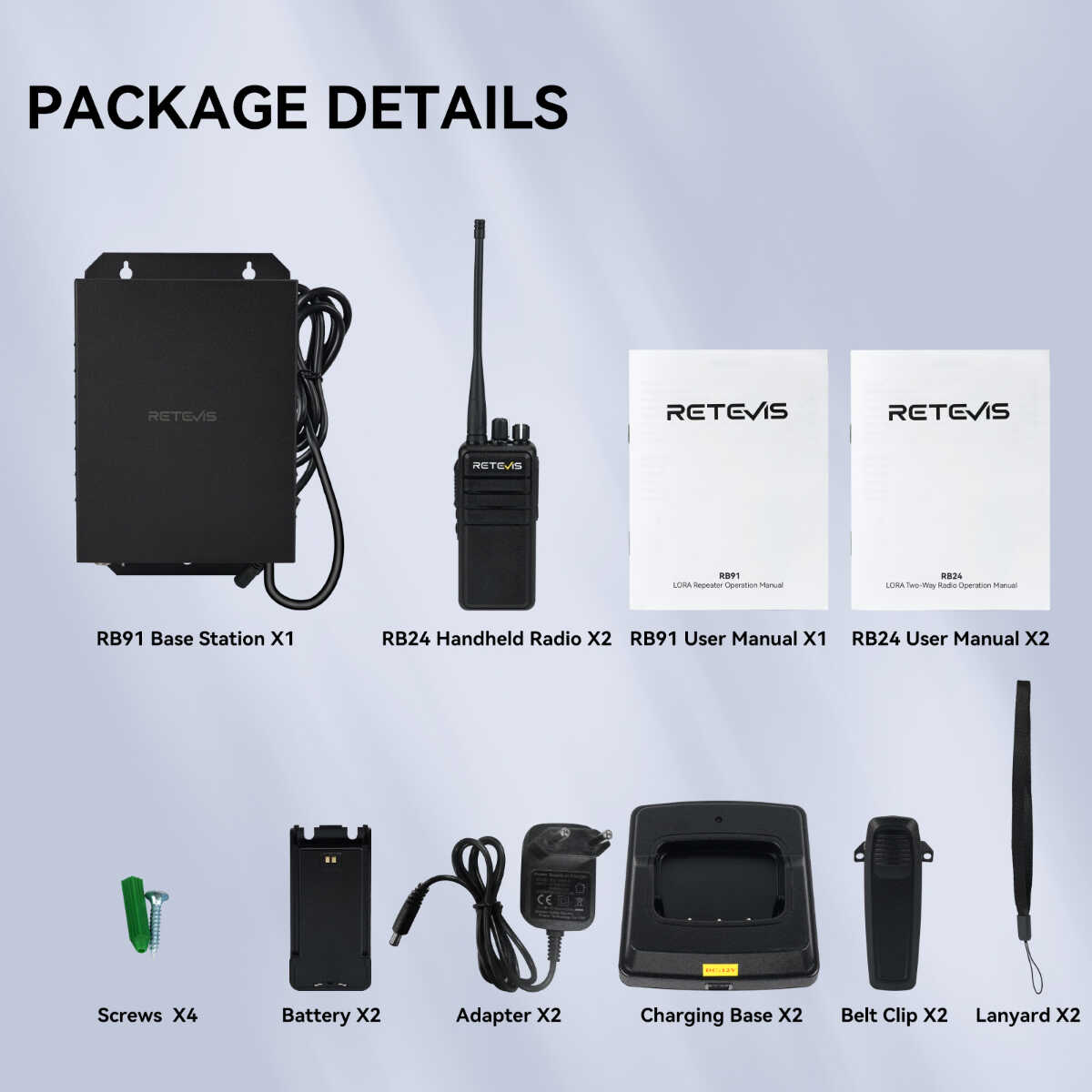 RB91 Direct Frequency Digital Repeater with 2PCS RB24 UHF Handheld Radio