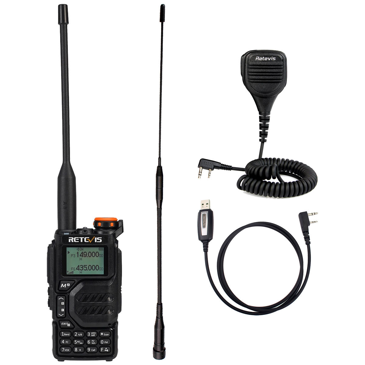 RA79 5W 50-600MHz Ham Radio With Speaker, Long Antenna, Programming Cable Kit