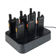 Retevis B3H Slim Portable Walkie Talkie (6 PCS)  with 6-Way Charger and 6 Earpieces