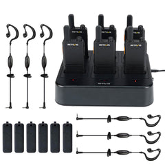 Retevis B3H Slim Portable Walkie Talkie (6 PCS)  with 6-Way Charger and 6 Earpieces