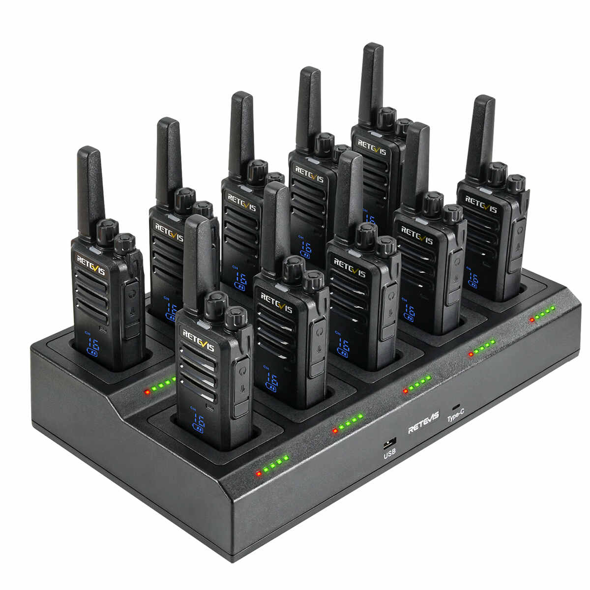 Retevis RT68H Hidden Display Handheld Radio (10PCS) with 10-Way Charger