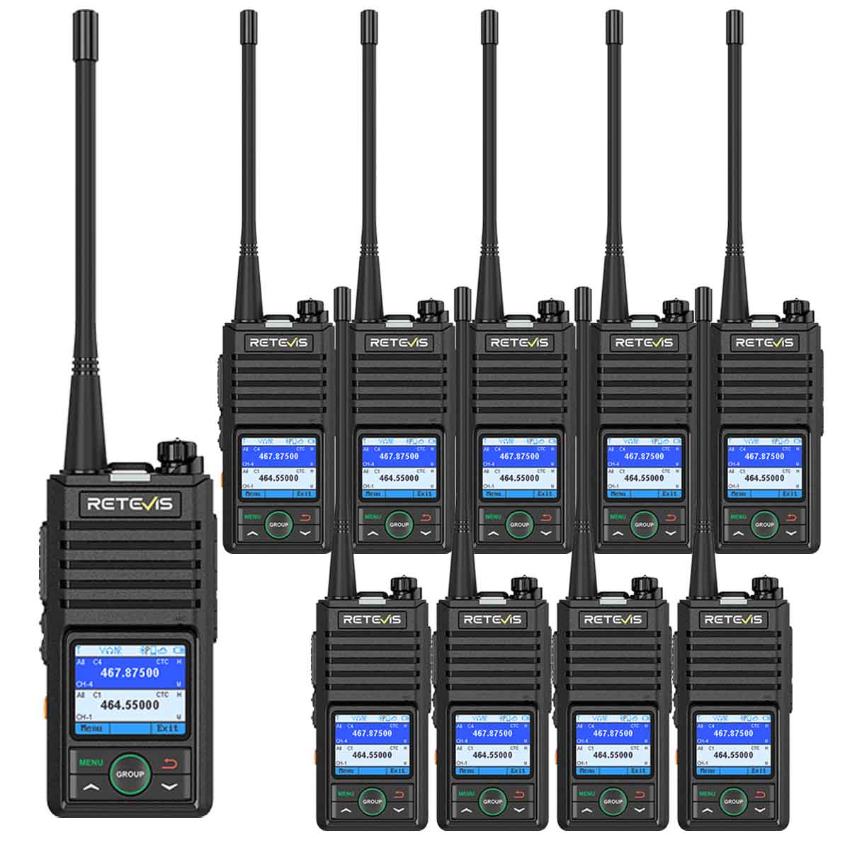 RB58 Long Range Noise Reduction Business Radio with Bluetooth Programming 10 Pack