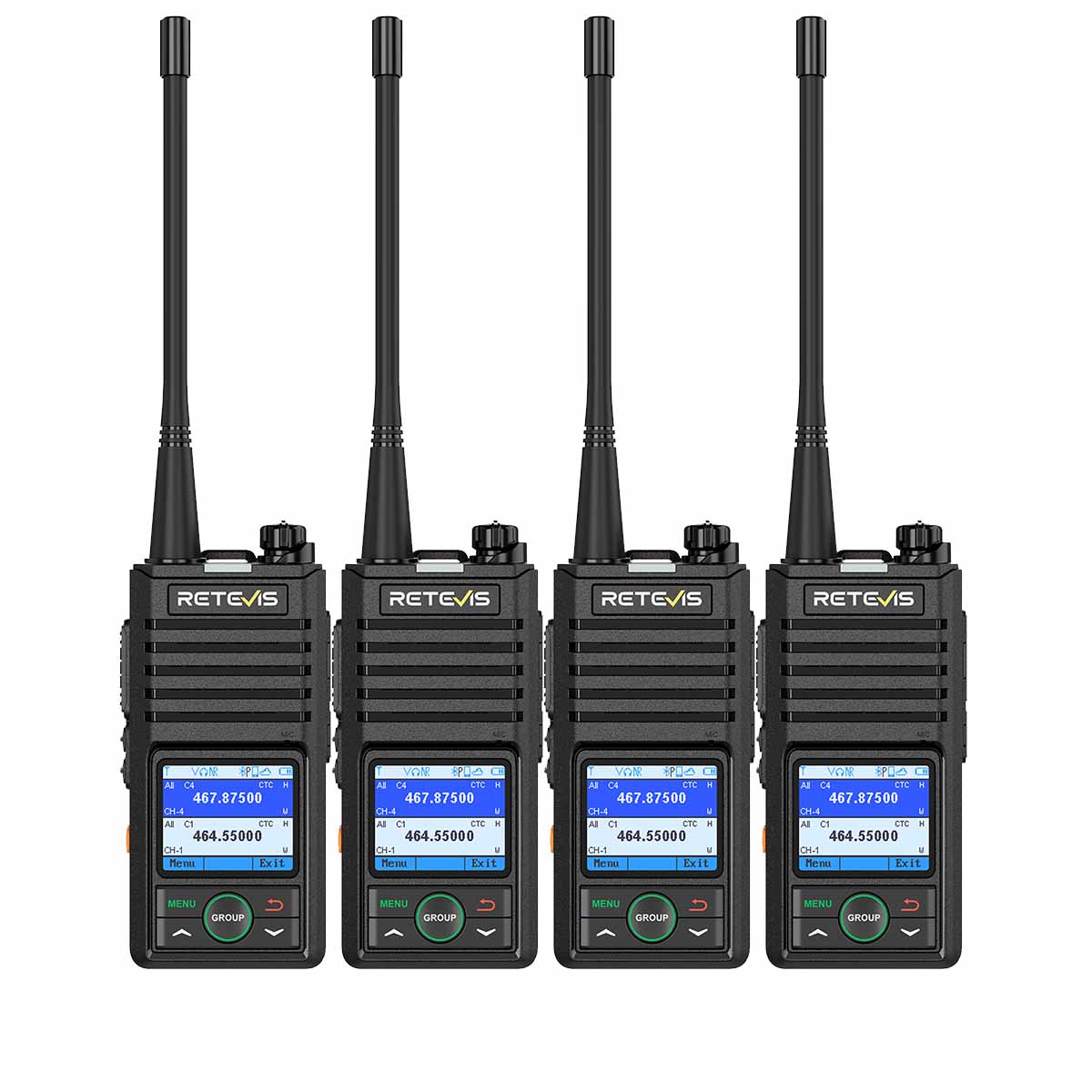 RB58 Bluetooh APP Programming Rechargeable Walkie Talkie 4 Pack