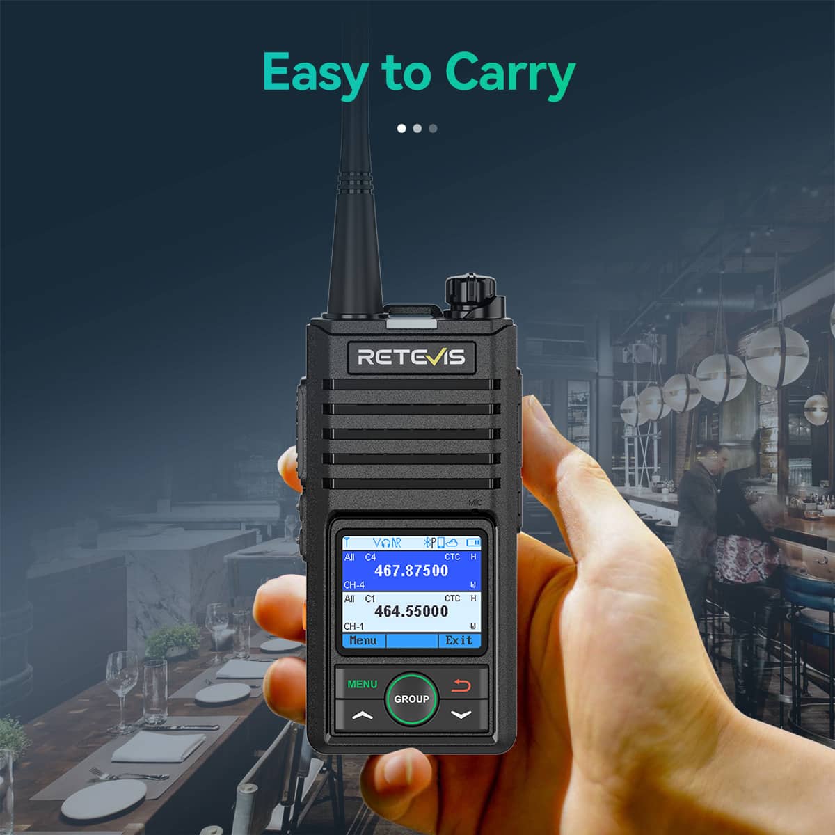 RB58 Bluetooh APP Programming Rechargeable Walkie Talkie 4 Pack