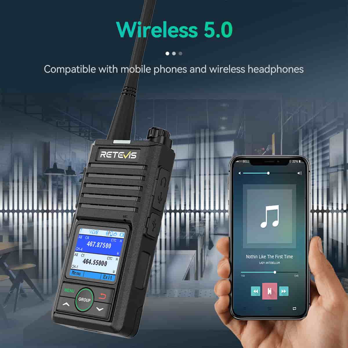 RB58 Long Range Noise Reduction Business Radio with Bluetooth Programming 10 Pack