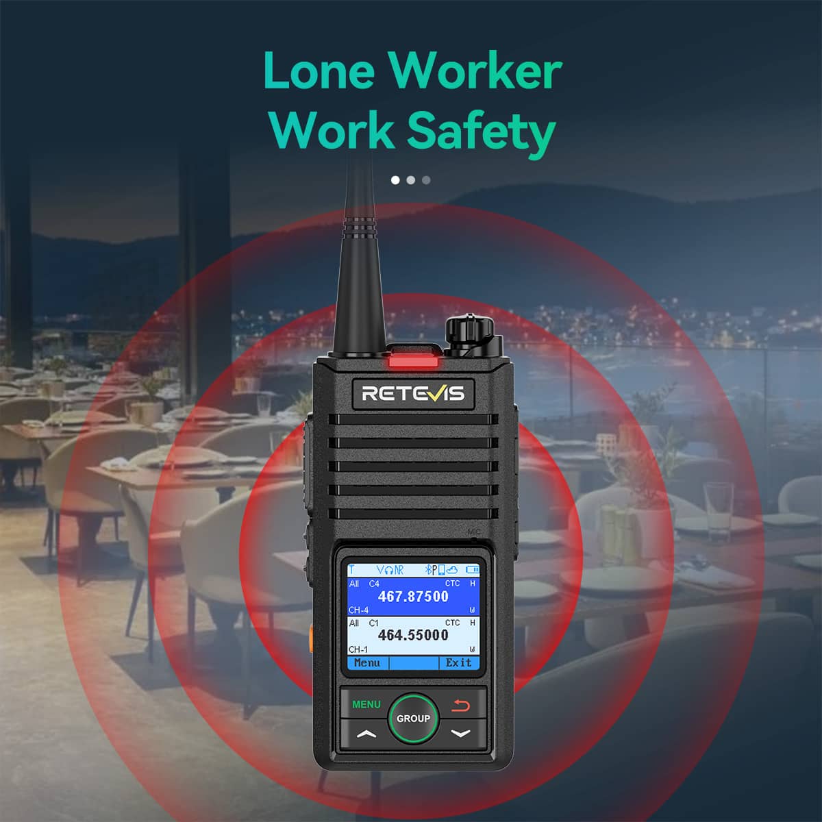 RB58 Long Range Noise Reduction Business Radio with Bluetooth Programming 10 Pack