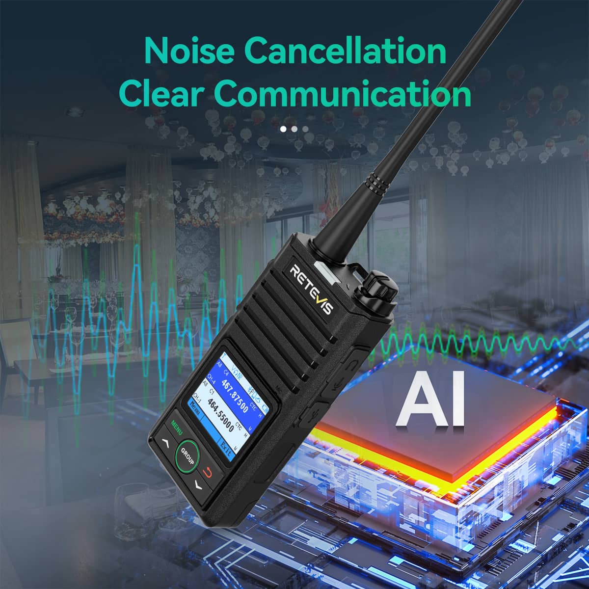 RB58 Long Range Noise Reduction Business Radio with Bluetooth Programming 10 Pack