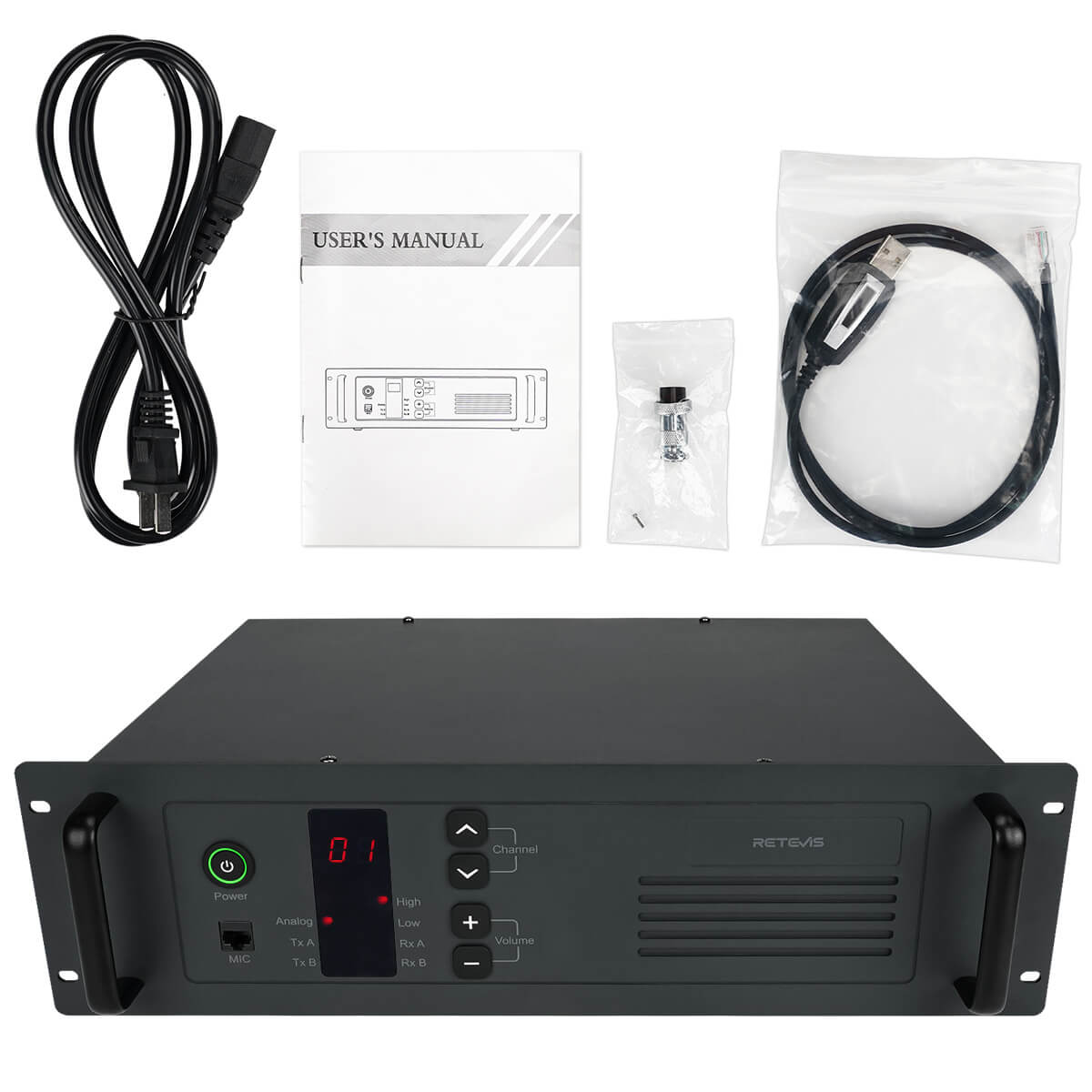 Retevis R1 UHF Analog Repeater System with 2PC RT86 UHF Radio Bundle