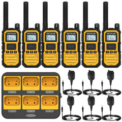 Retevis RB48P GMRS Waterproof Walkie Talkie with Speaker Mic 6pack plus Gang Charger