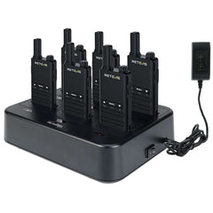 Retevis B3B Portable Handheld Radio (6 PCS) with 6-Way Charger and 10 Earpieces