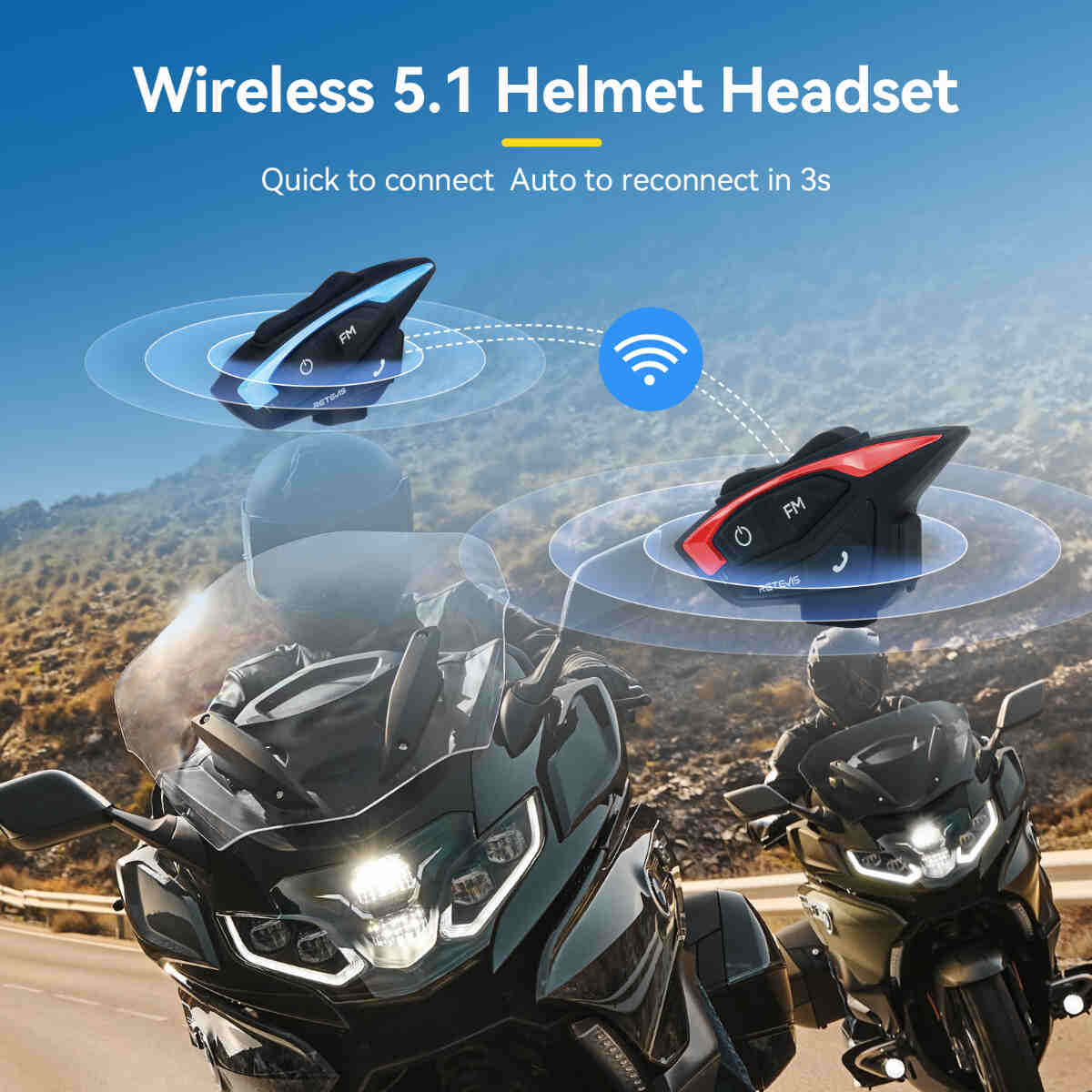 Retevis EZTalk 3A Bluetooth Motorcycle Helmet 2 Way Radio (2 Pack)